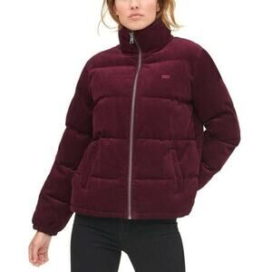 Levi's Strauss Maroon/Burgundy Corduroy Puffer Zip Jacket Coat Womens XXL 2XL